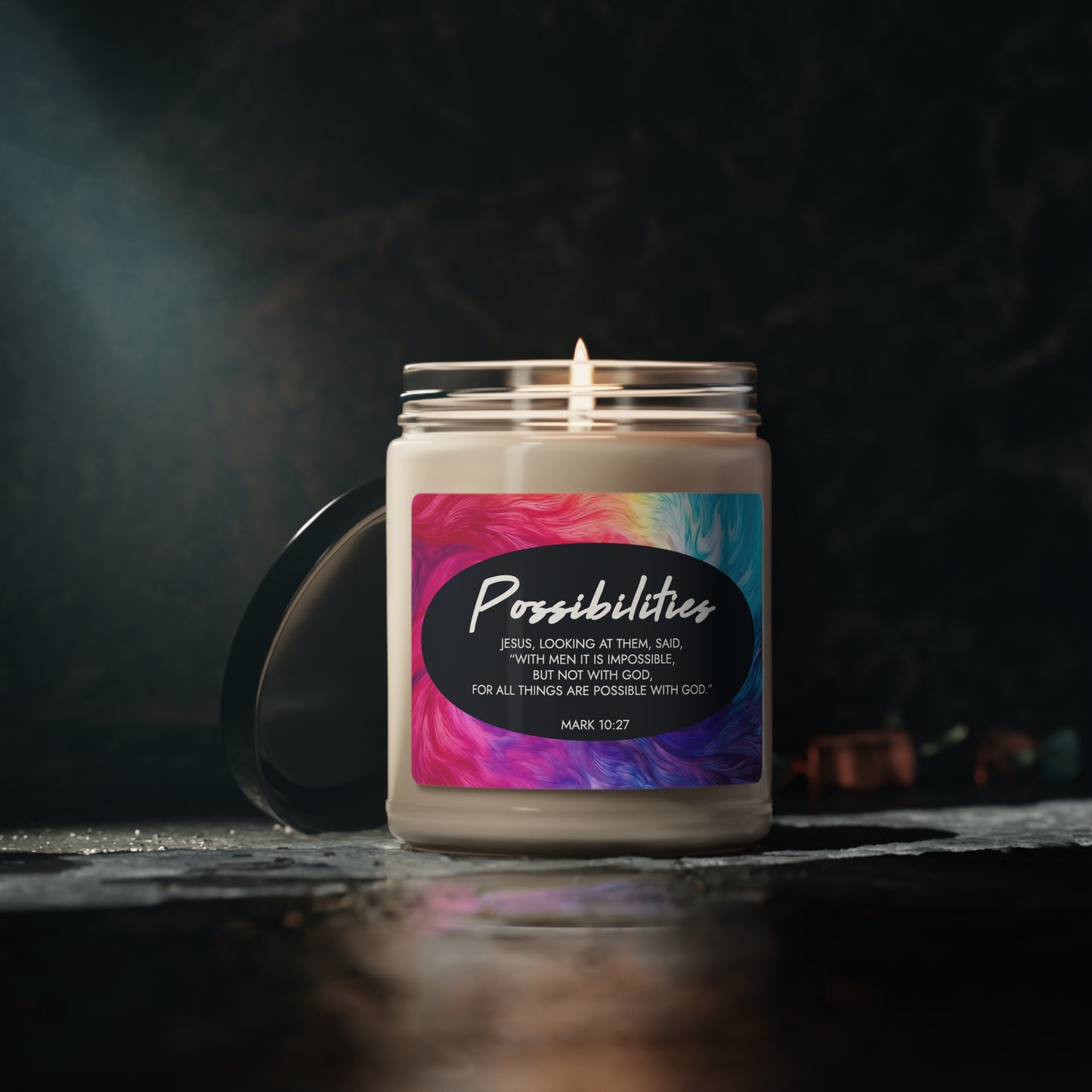 "Possibilities" - Mark 10:27 - Scented Soy Candle, 9oz