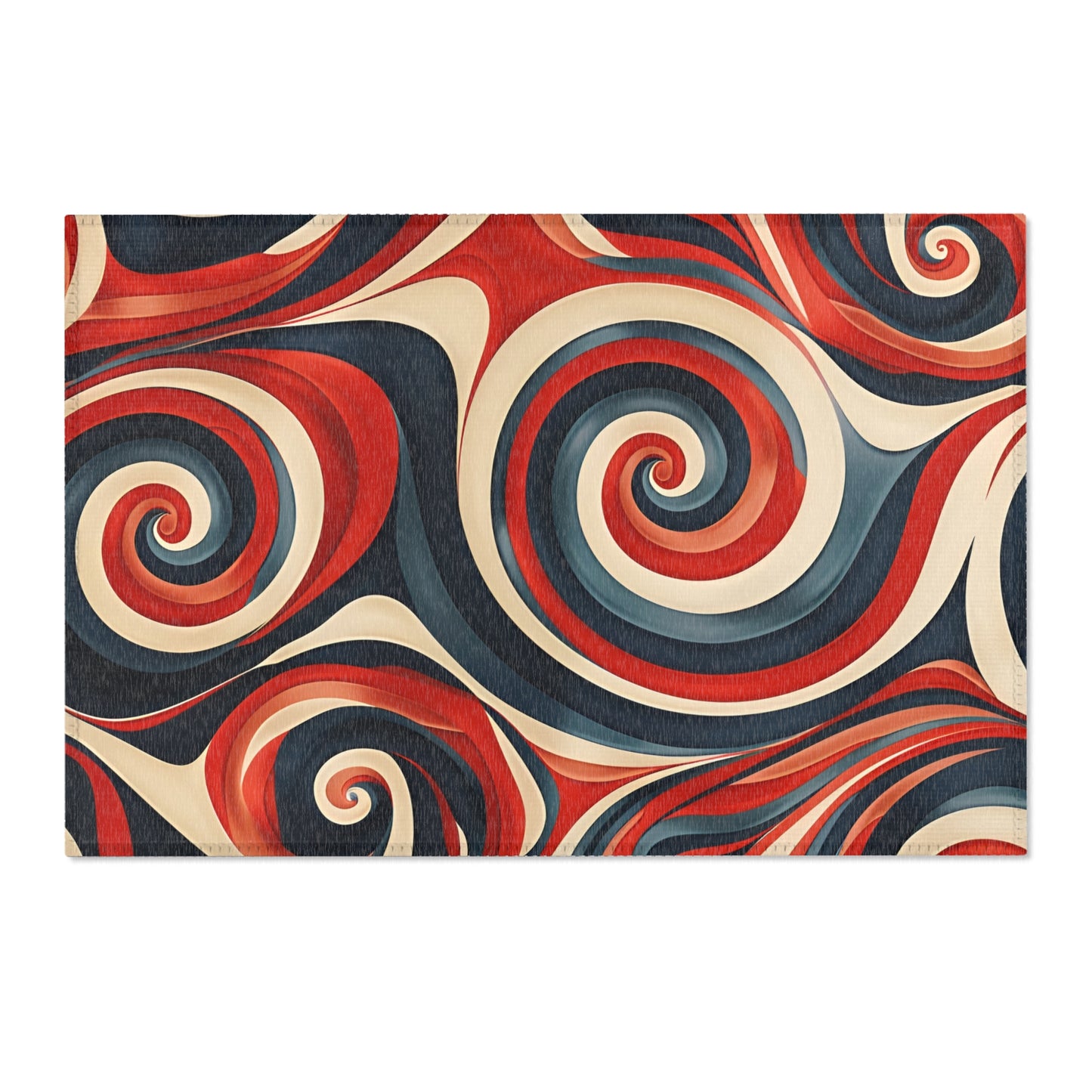 Retro Red Swirls - Area Rug