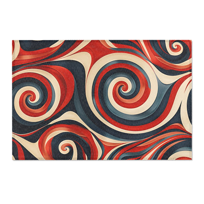 Retro Red Swirls - Area Rug