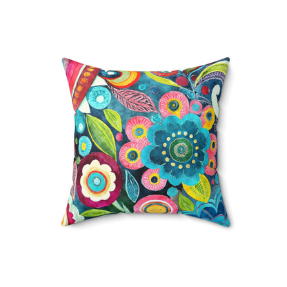 Abstract Floral Flair - Square Throw Pillow