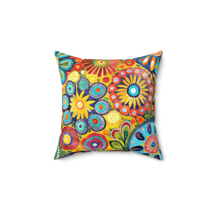 Floral Fusion Funk - Square Throw Pillow