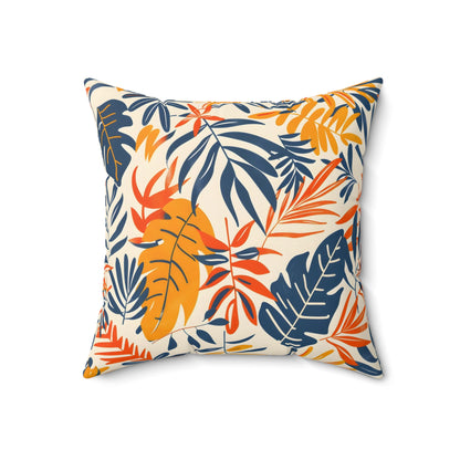 Sunset Tropical Leaf - Square Throw Pillow