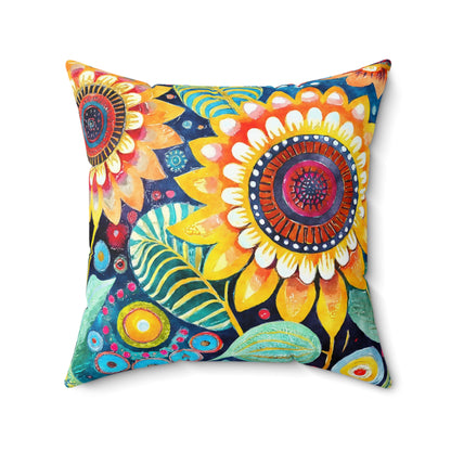 Vibrant Petal Pop - Square Throw Pillow