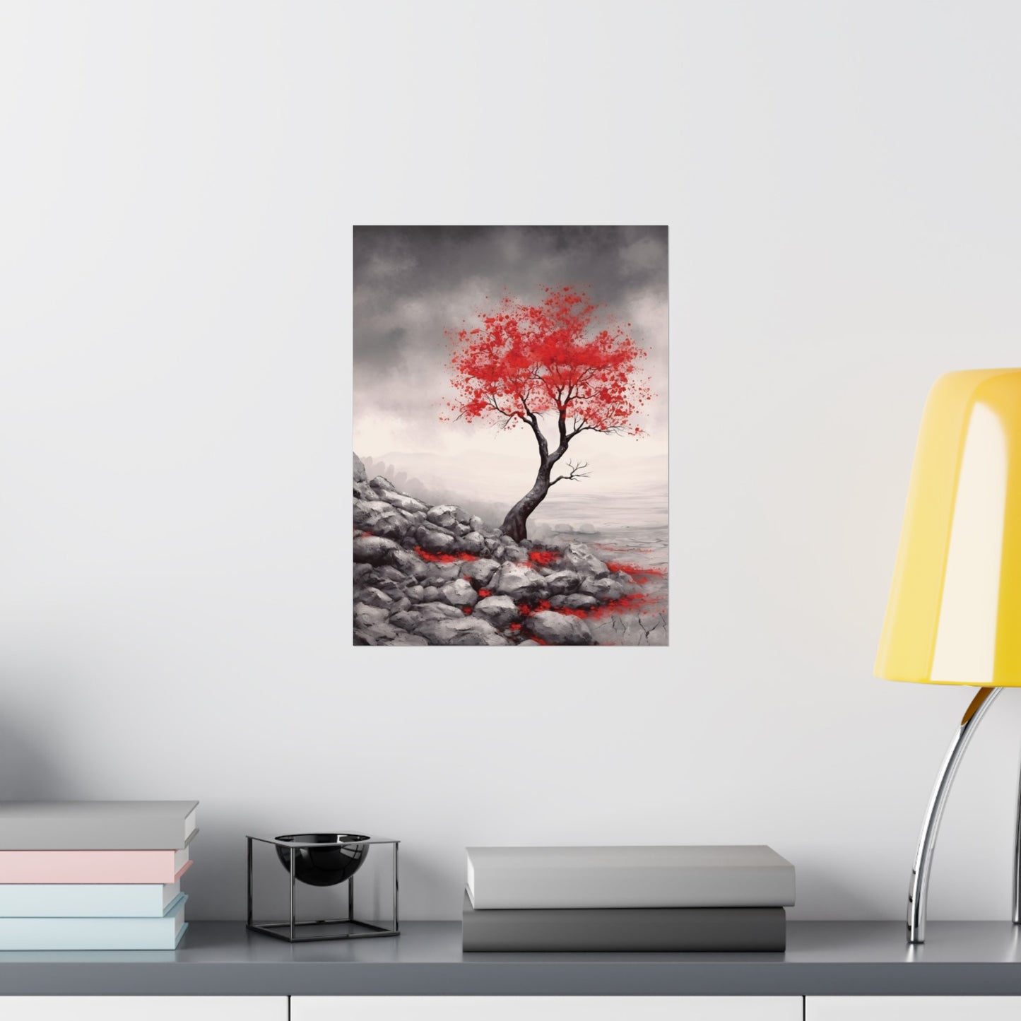 Crimson Serenity - Modern Wall Art (Unframed)