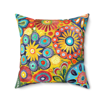 Floral Fusion Funk - Square Throw Pillow