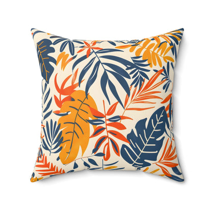 Sunset Tropical Leaf - Square Throw Pillow