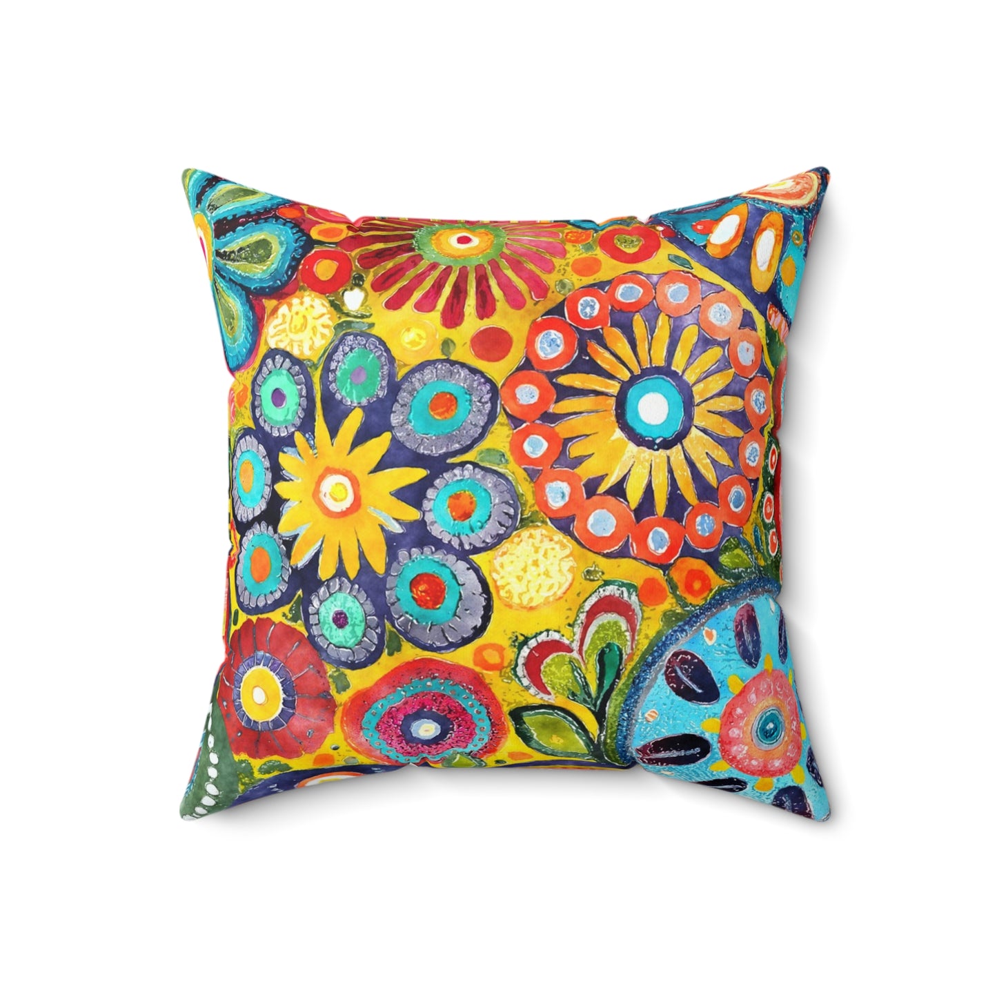 Floral Fusion Funk - Square Throw Pillow