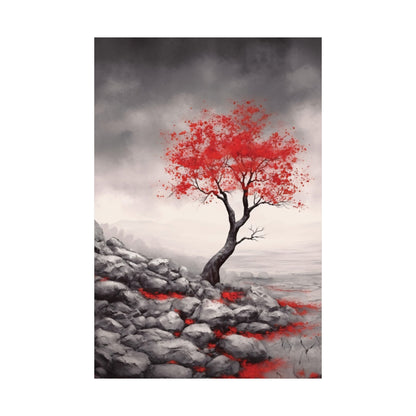 Crimson Serenity - Modern Wall Art (Unframed)