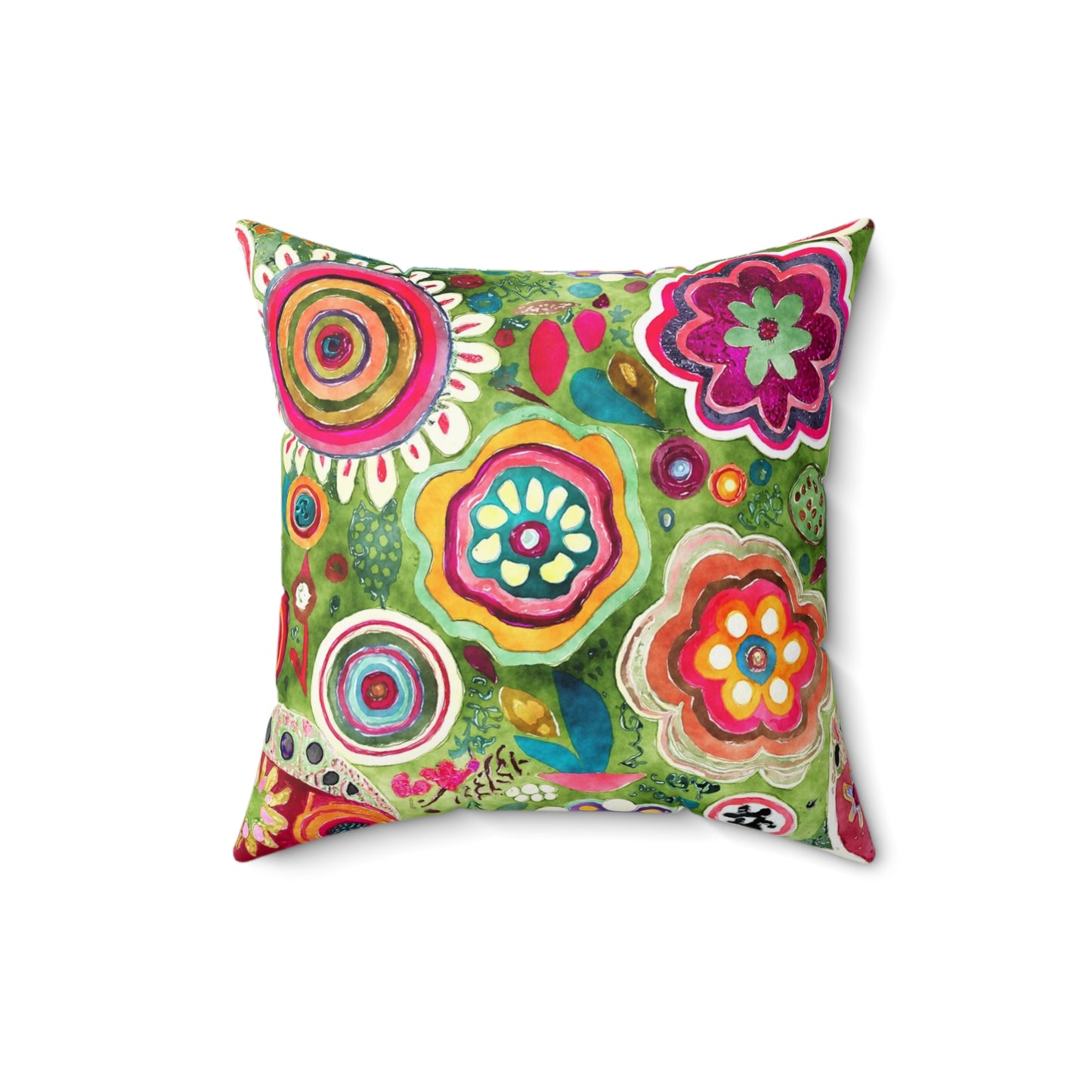 Groovy Petal Parade - Square Throw Pillow