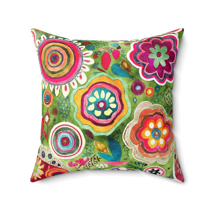 Groovy Petal Parade - Square Throw Pillow