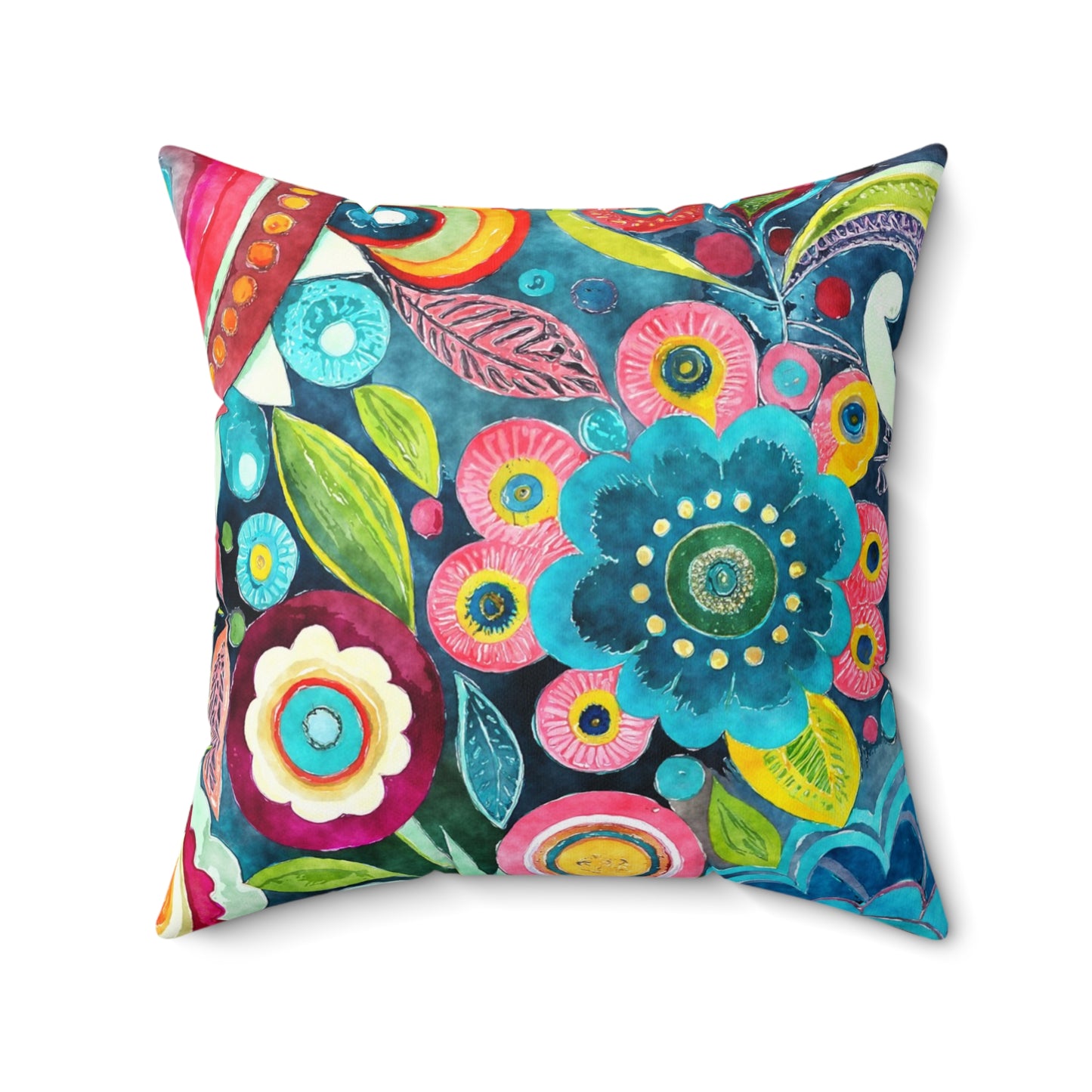 Abstract Floral Flair - Square Throw Pillow