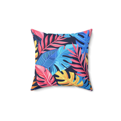 Tropical Sunset Leaf - Square Throw Pillow