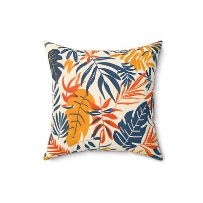 Sunset Tropical Leaf - Square Throw Pillow