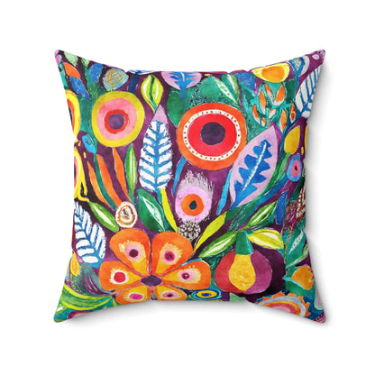 Colorful Blossom Accents - Square Throw Pillow