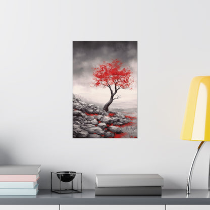 Crimson Serenity - Modern Wall Art (Unframed)