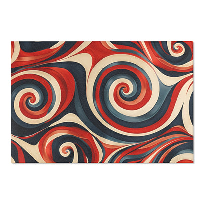 Retro Red Swirls - Area Rug