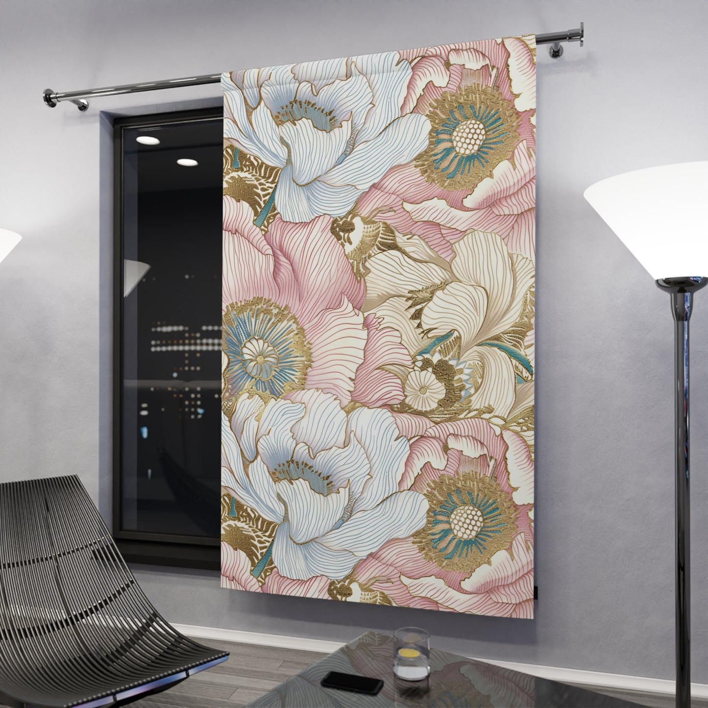 Pastel Peonies - Japanese Window Curtain