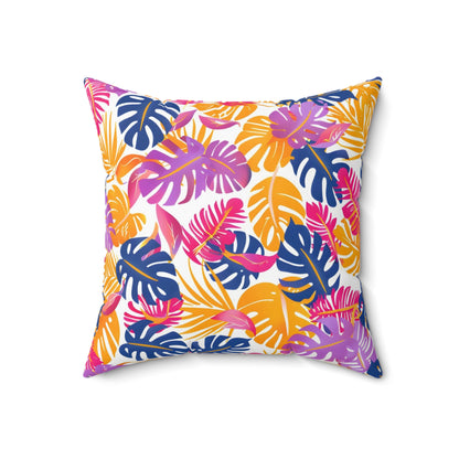 Midnight Bloom Leaf - Square Throw Pillow