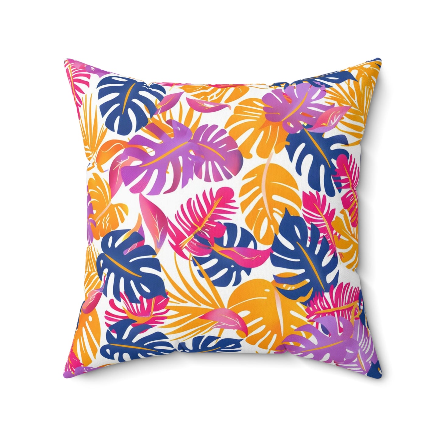 Midnight Bloom Leaf - Square Throw Pillow