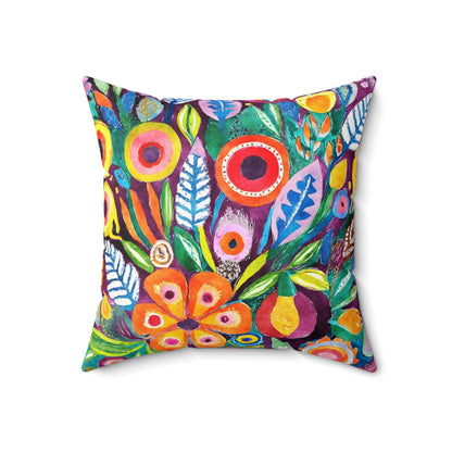 Colorful Blossom Accents - Square Throw Pillow