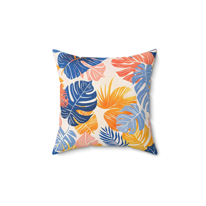 Coastal Sunset Leaf - Square Throw Pillow