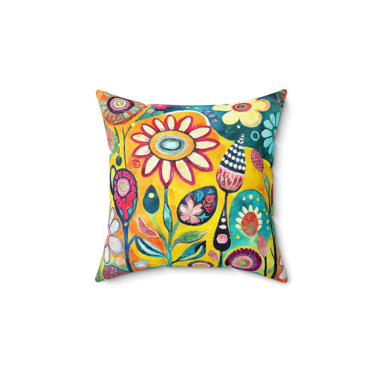 Bold Bloom Blast - Square Throw Pillow