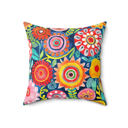 Eclectic Blossom Blast - Square Throw Pillow