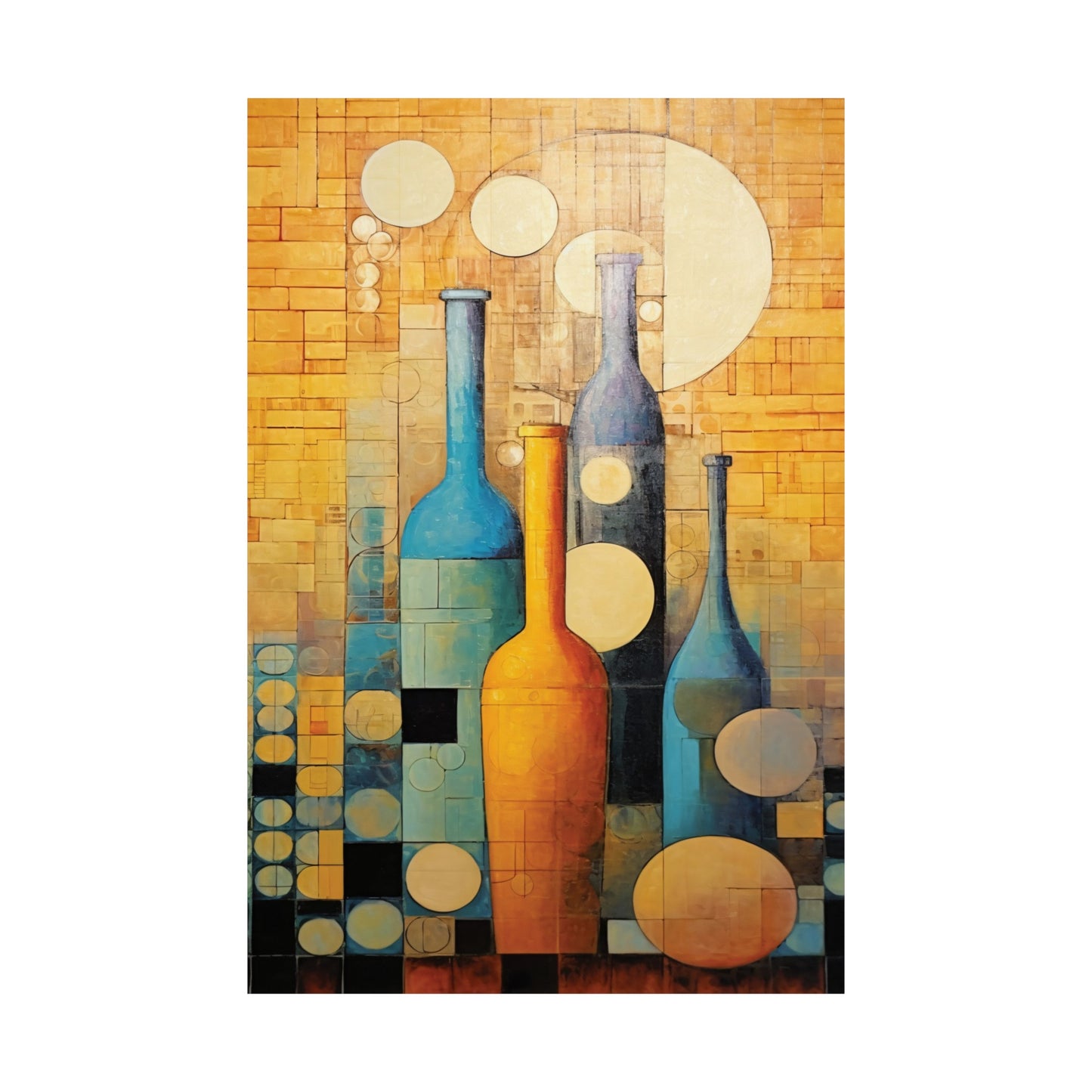 Cubist Cellar Dreams - Modern Wall Art (Unframed)