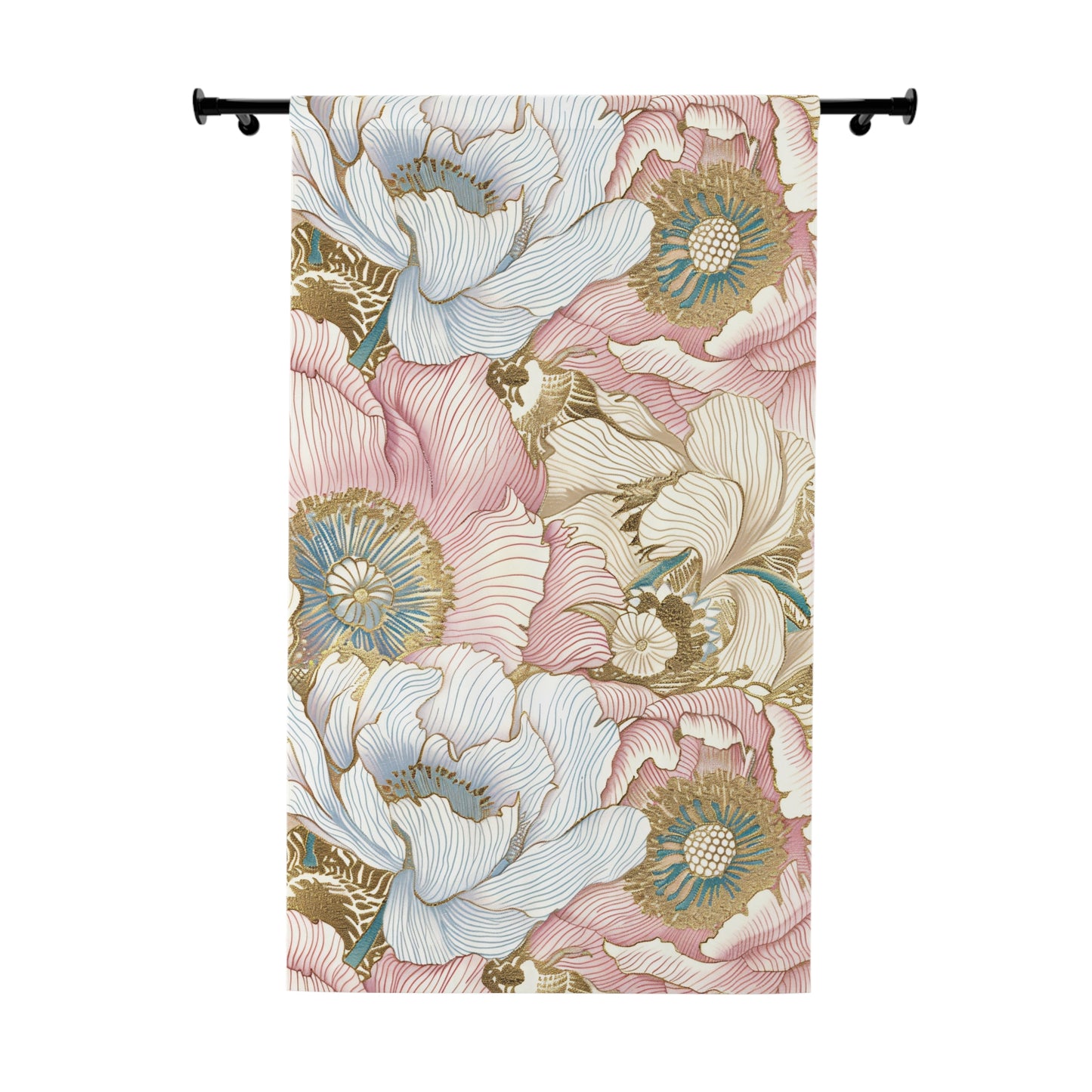 Pastel Peonies - Japanese Window Curtain