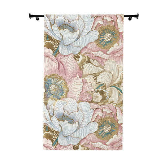 Pastel Peonies - Japanese Window Curtain