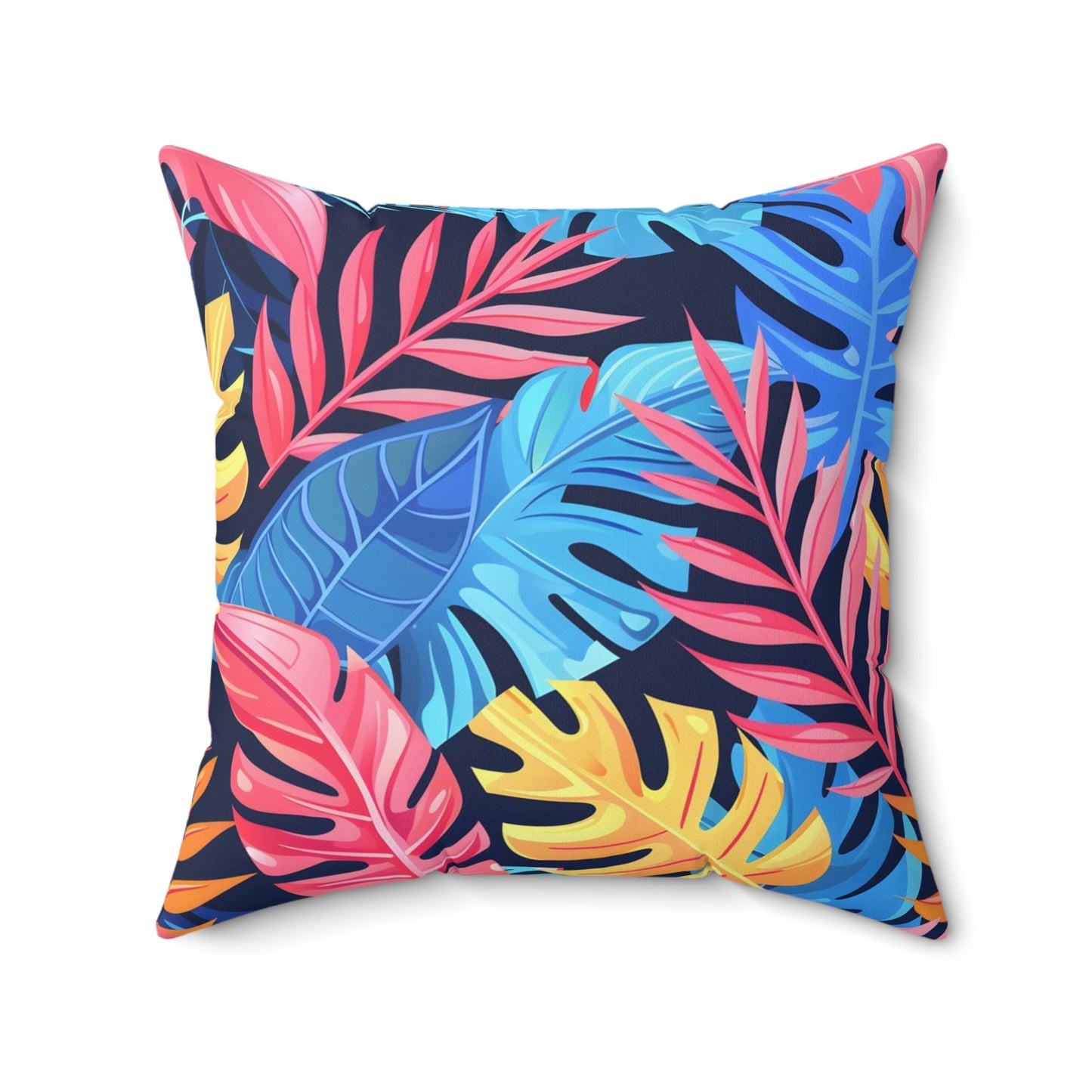 Tropical Sunset Leaf - Square Throw Pillow