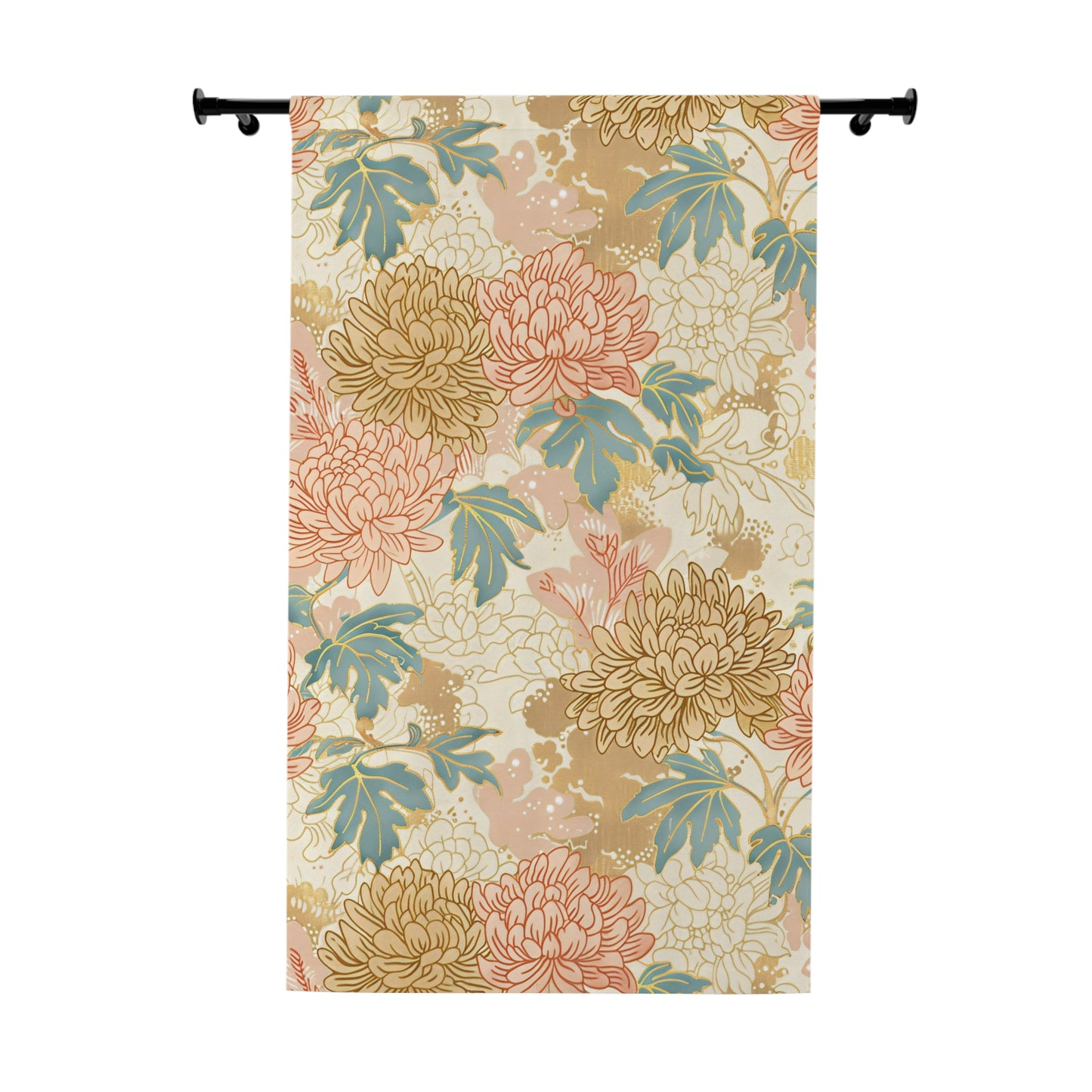 Chrysanthemum Whispers - Japanese Window Curtain