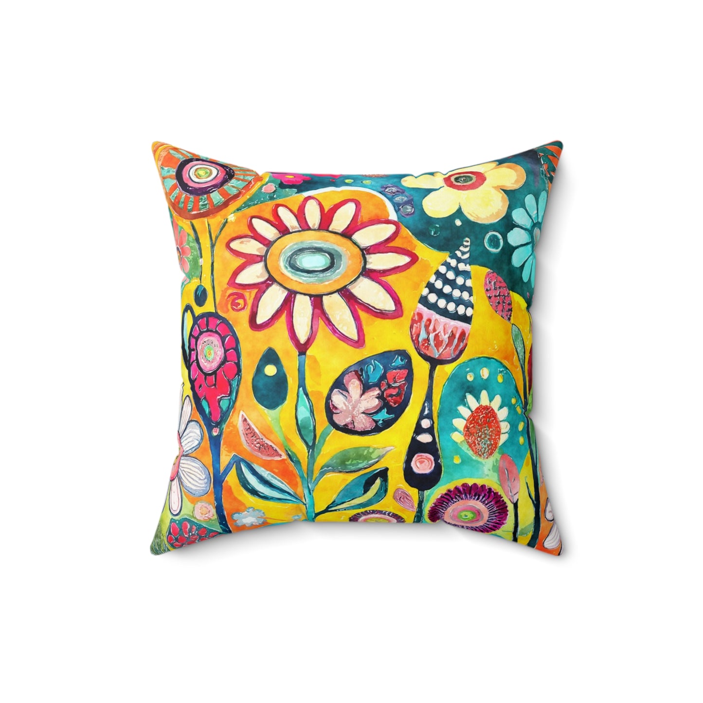 Bold Bloom Blast - Square Throw Pillow