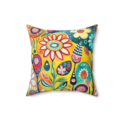 Bold Bloom Blast - Square Throw Pillow