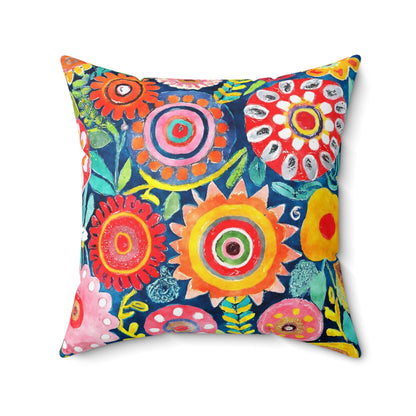 Eclectic Blossom Blast - Square Throw Pillow