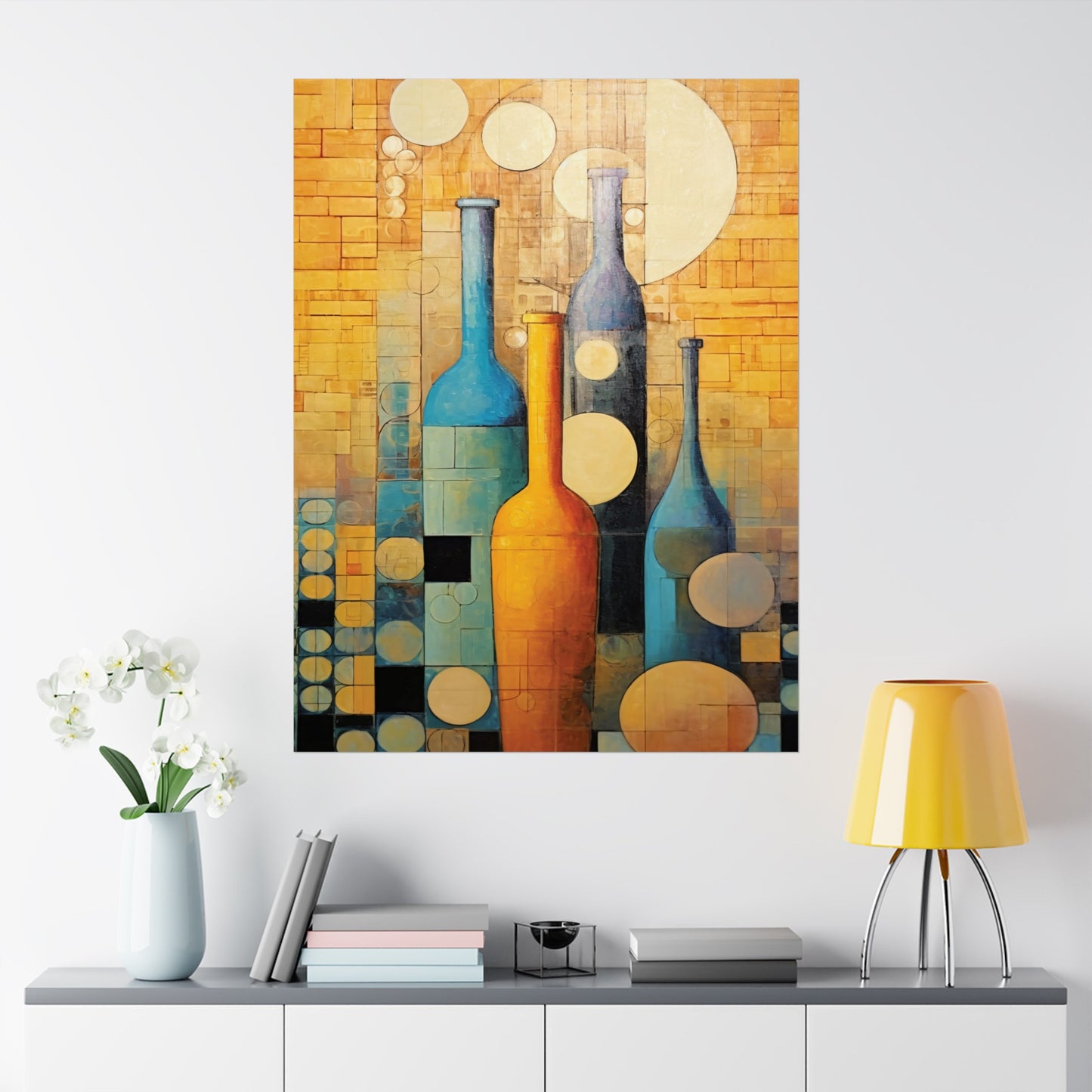 Cubist Cellar Dreams - Modern Wall Art (Unframed)