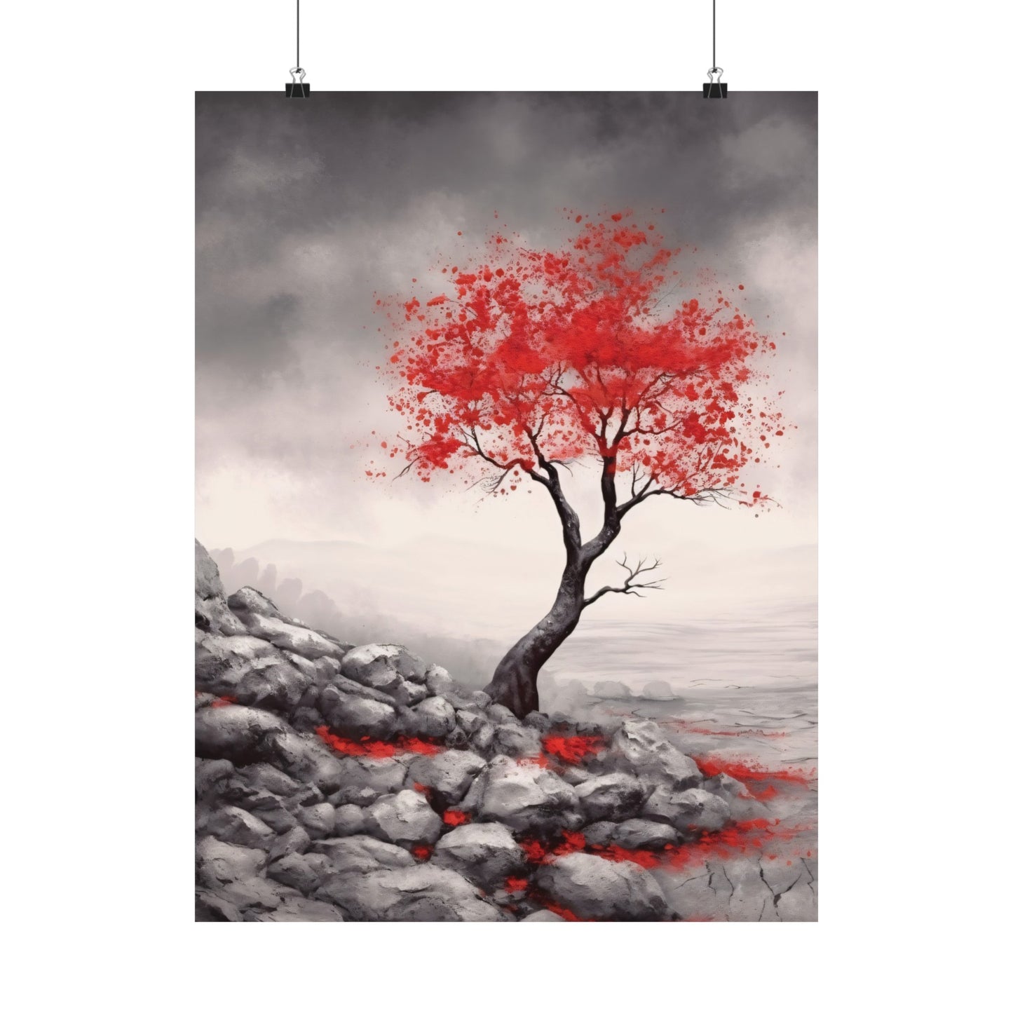 Crimson Serenity - Modern Wall Art (Unframed)