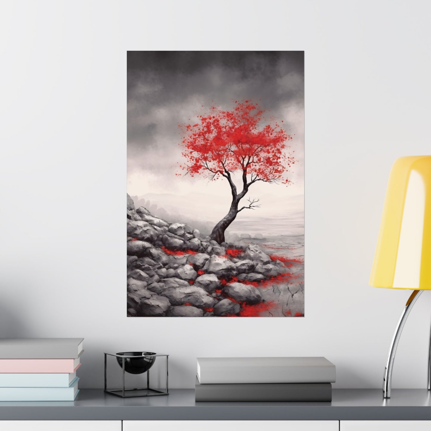 Crimson Serenity - Modern Wall Art (Unframed)