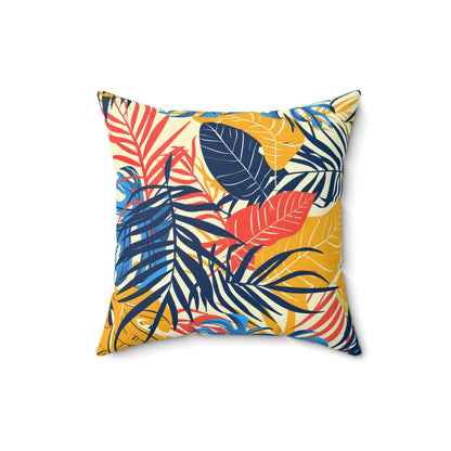 Sun-Kissed Oasis Leaf - Square Throw Pillow