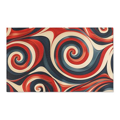 Retro Red Swirls - Area Rug