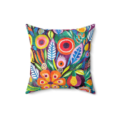 Colorful Blossom Accents - Square Throw Pillow