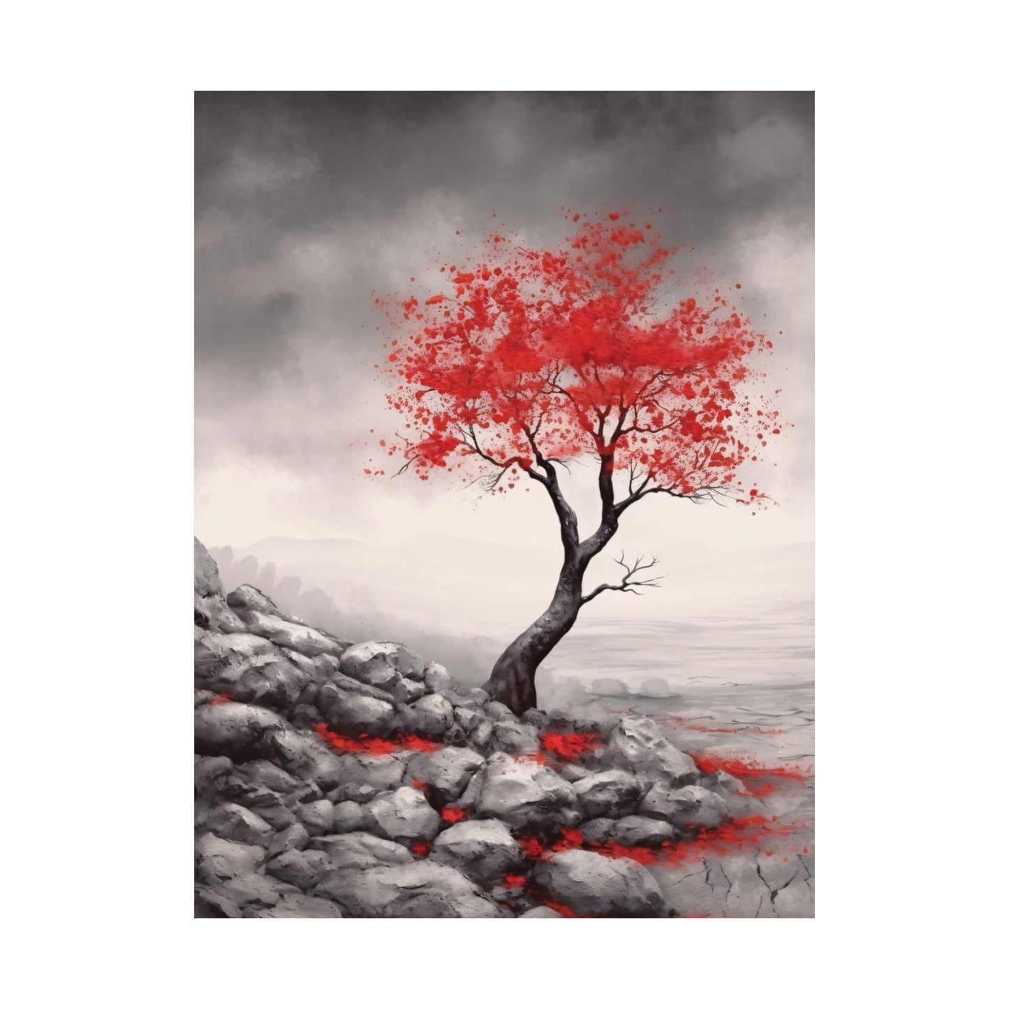 Crimson Serenity - Modern Wall Art (Unframed)