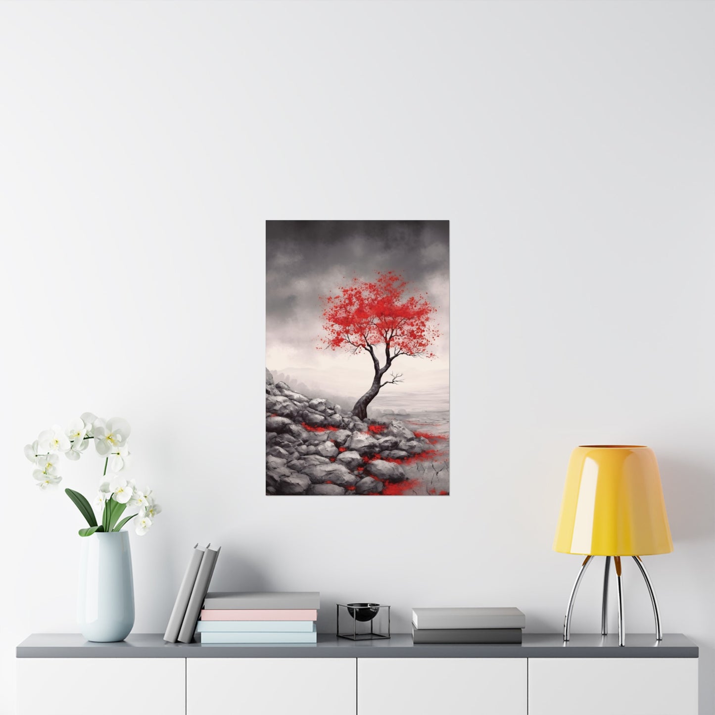 Crimson Serenity - Modern Wall Art (Unframed)