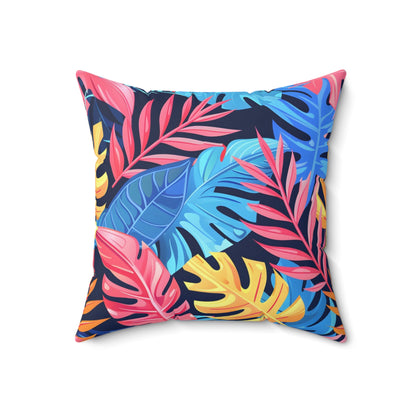 Tropical Sunset Leaf - Square Throw Pillow