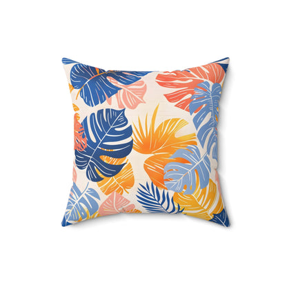 Coastal Sunset Leaf - Square Throw Pillow