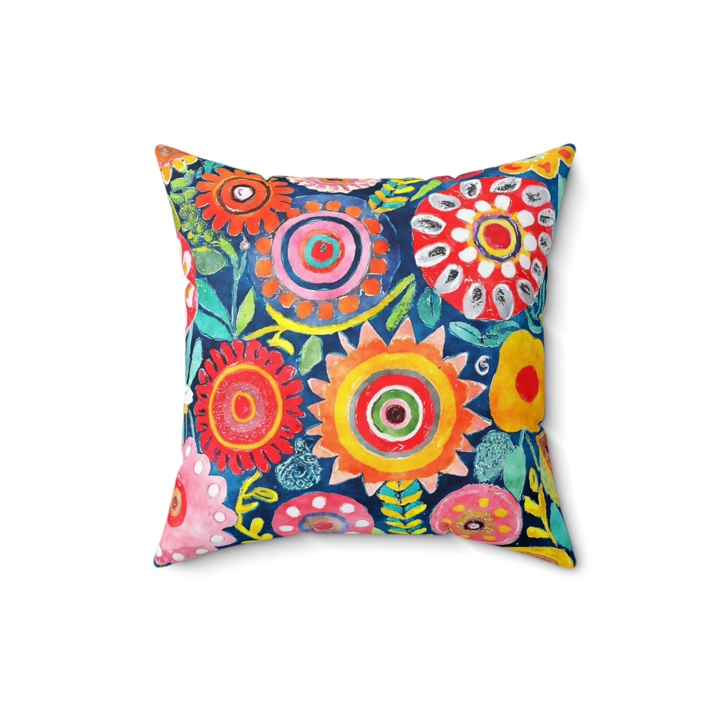 Eclectic Blossom Blast - Square Throw Pillow