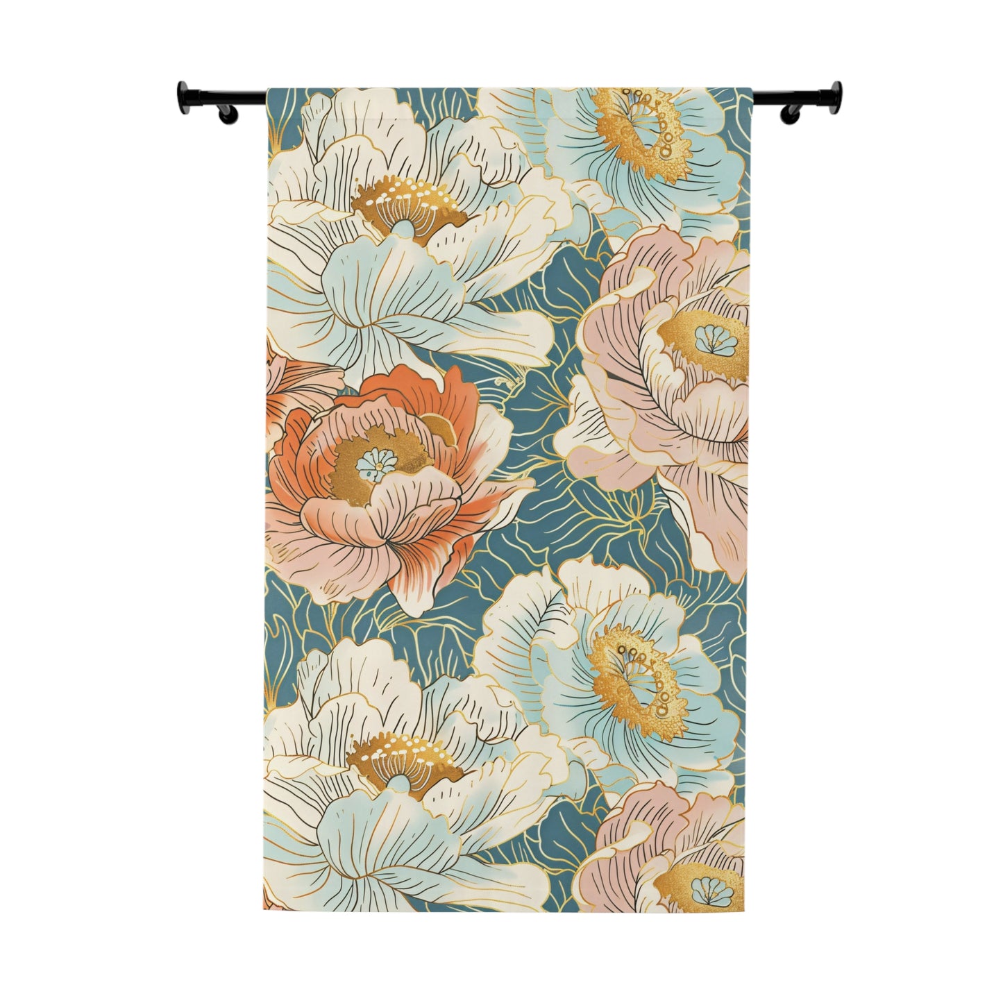 Art Nouveau Peony - Japanese Window Curtain