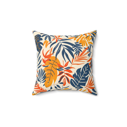 Sunset Tropical Leaf - Square Throw Pillow