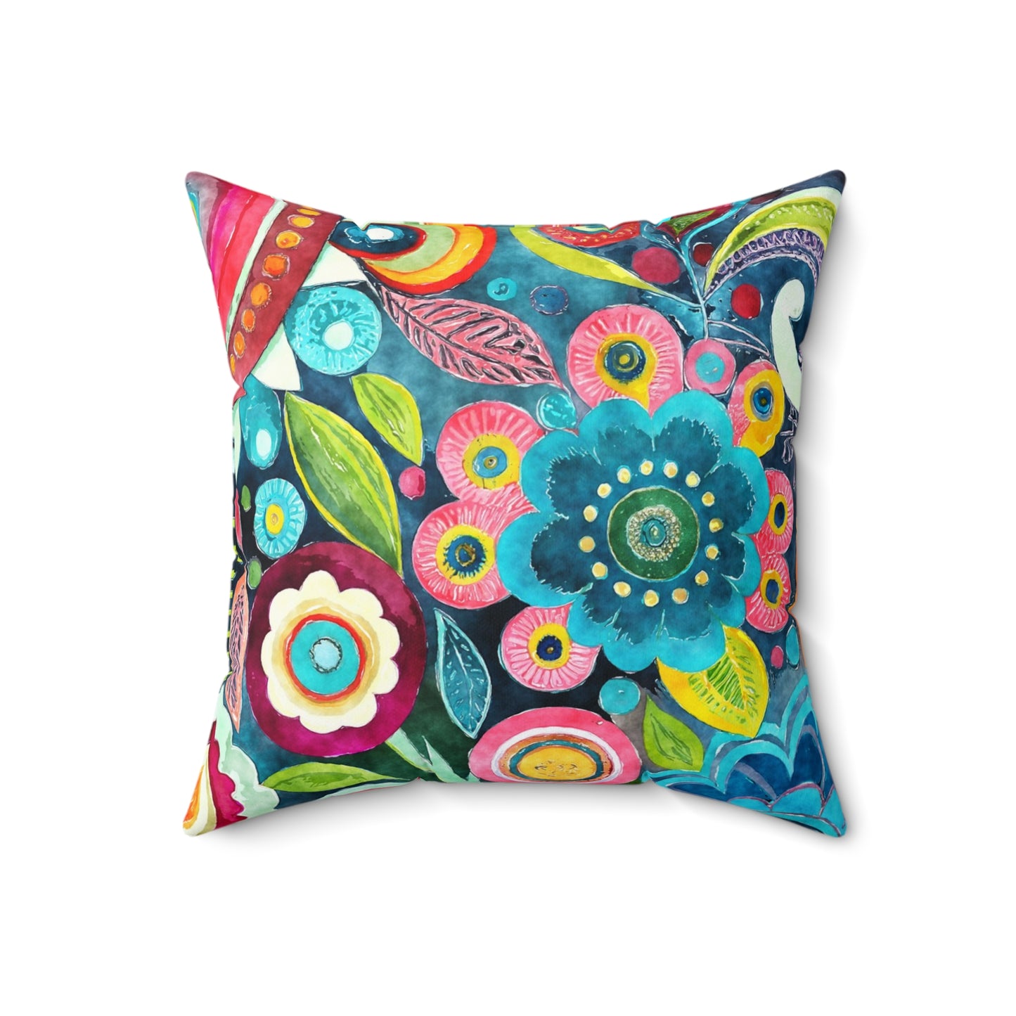 Abstract Floral Flair - Square Throw Pillow