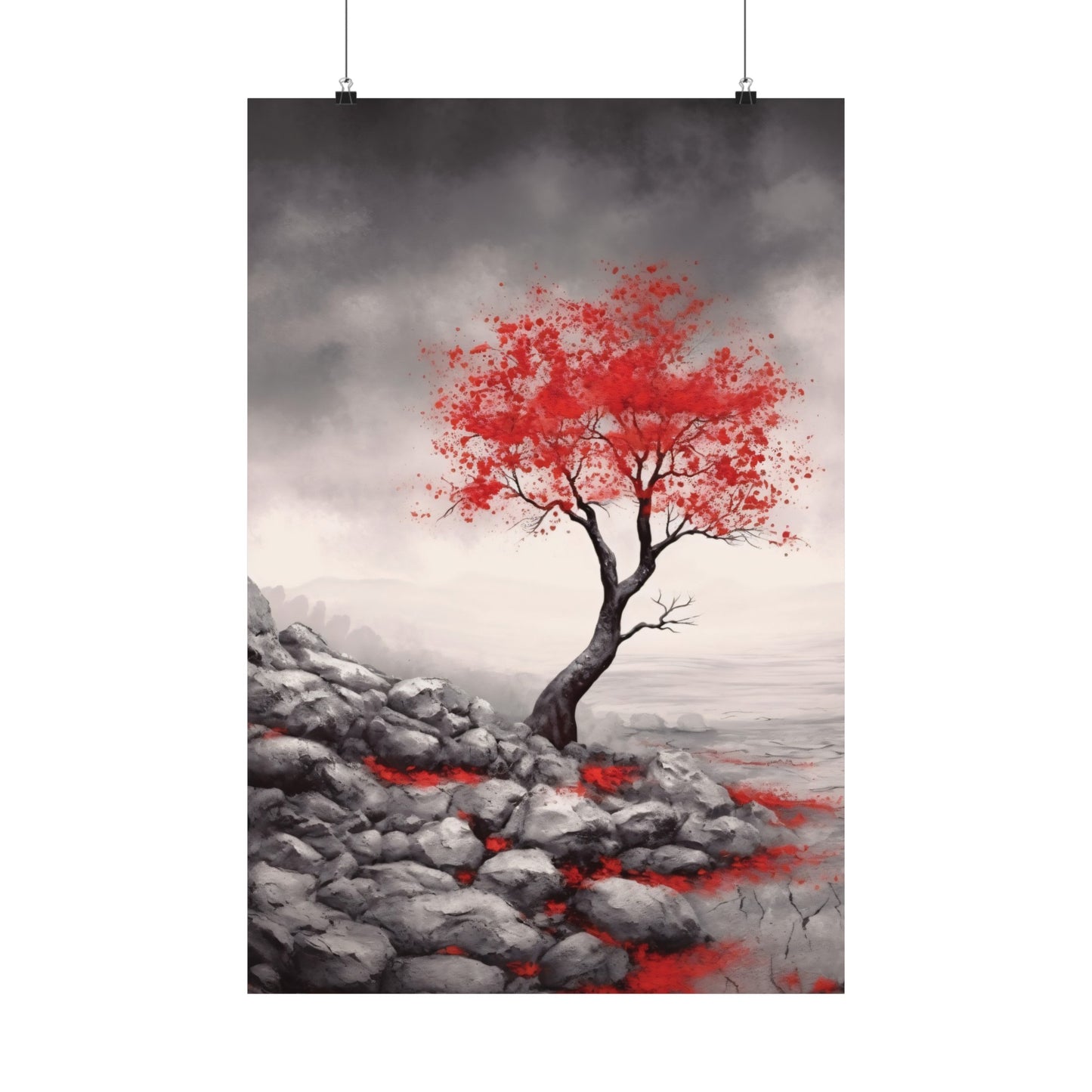 Crimson Serenity - Modern Wall Art (Unframed)